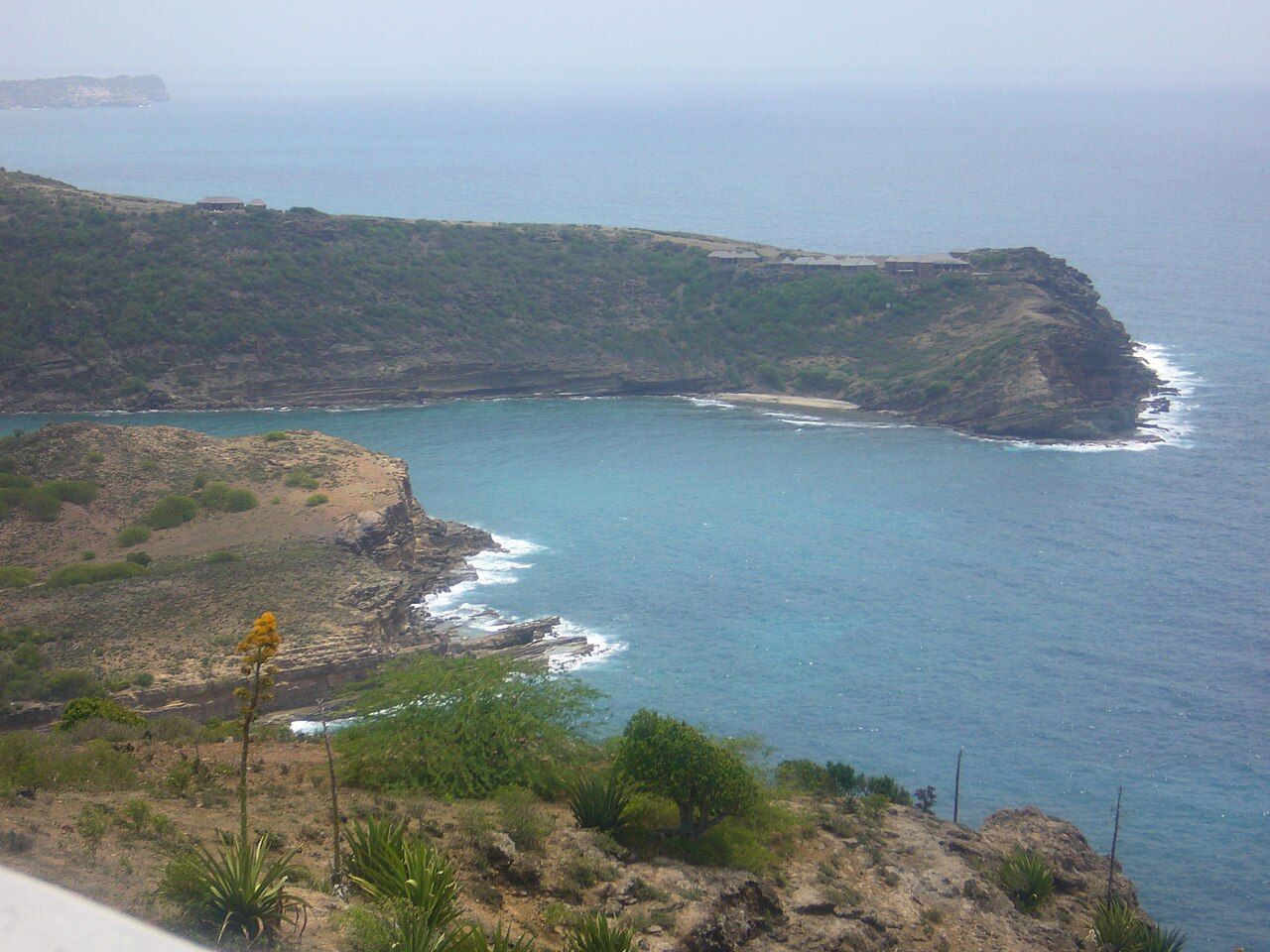 A view of the ocean below historic site Shirley Heights near the Interpretation Center taken by MYSELF.