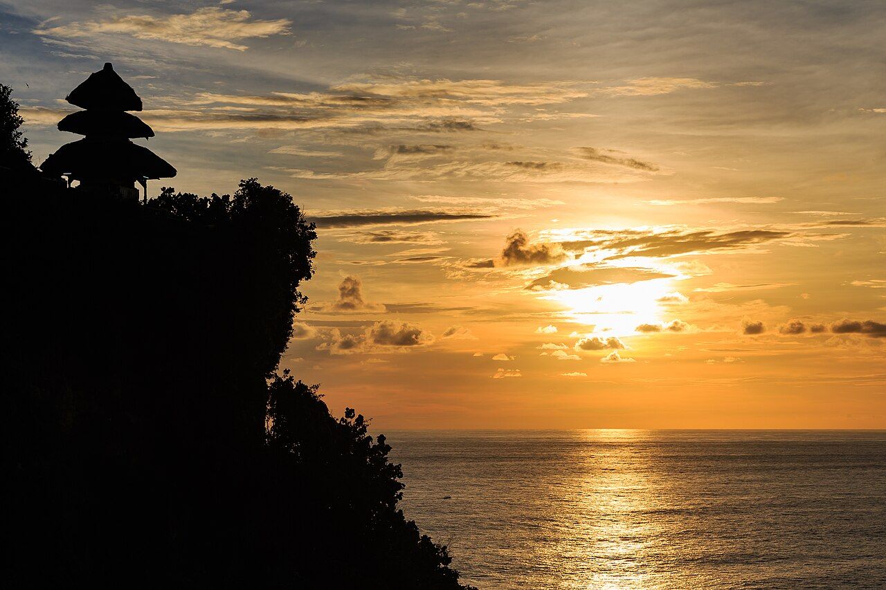 Kuta, Bali, Indonesia: Sunset at the temple of Pura Luhur Uluwatu above the cliffs