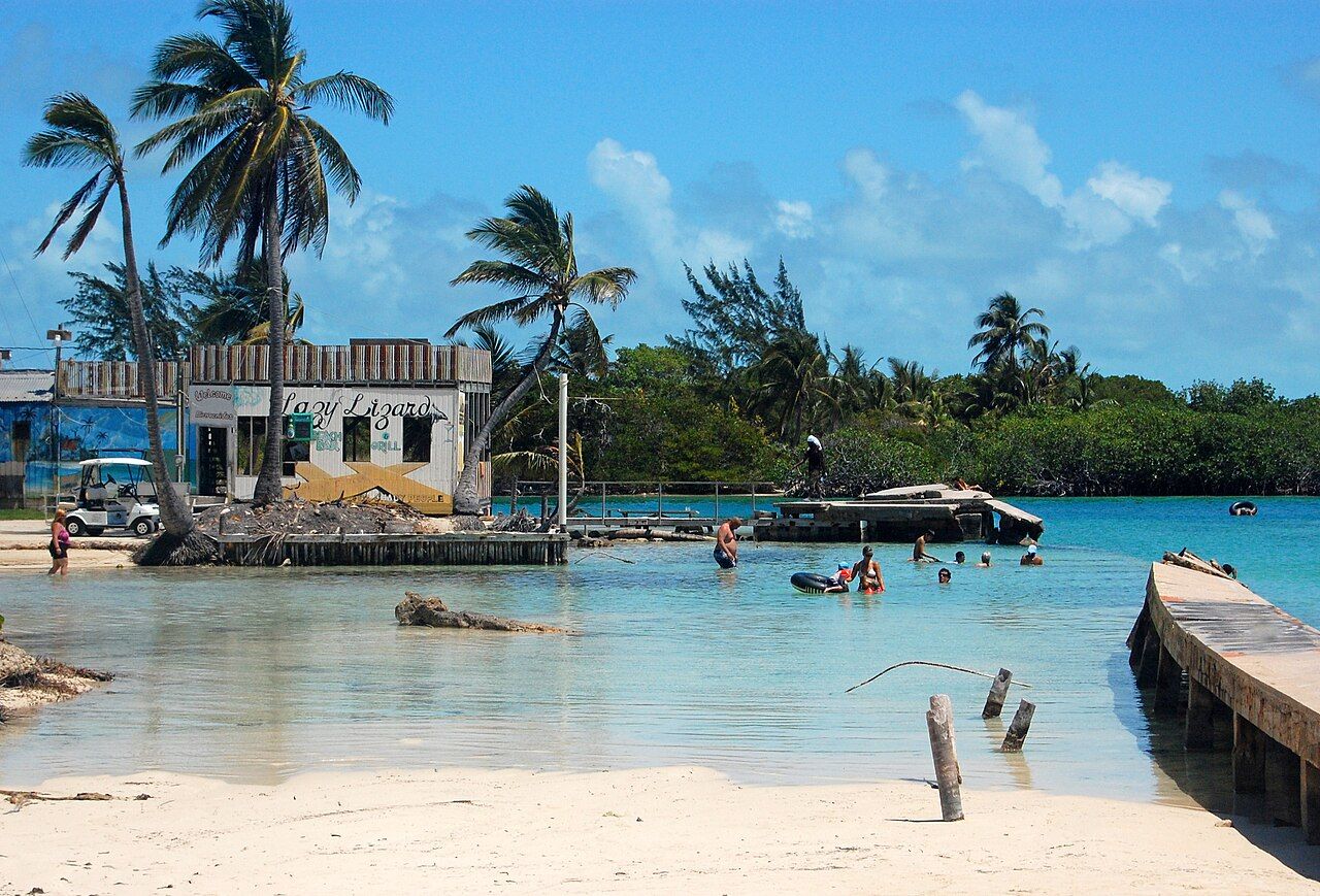 Swimming near the infamous Lazy Lizard bar located at the split.