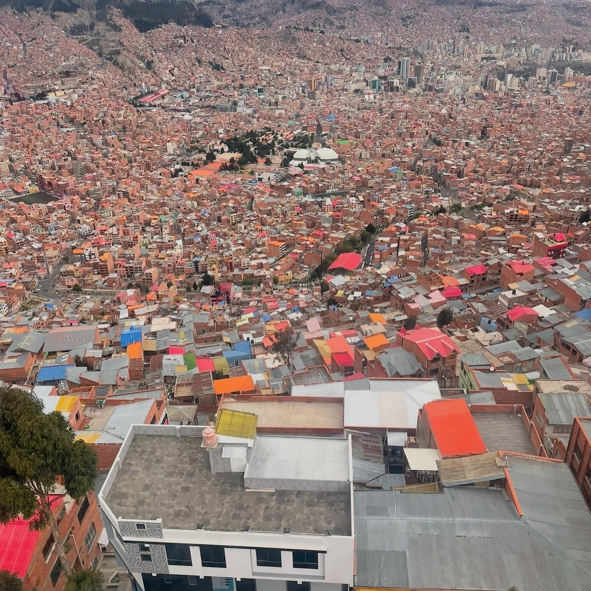 La Paz from the cable car, photographed by Si and Beth