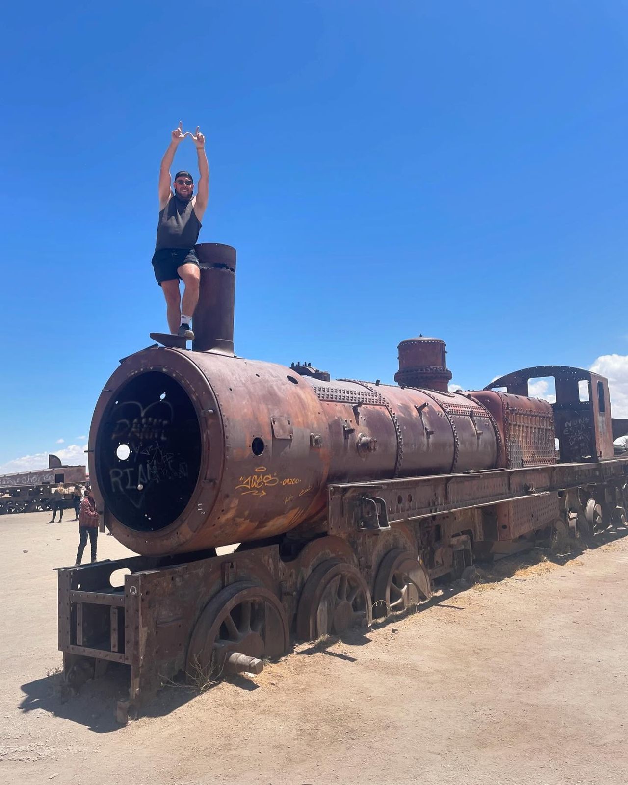 The train cemetery outside Uyuni, photographed by Si and Beth