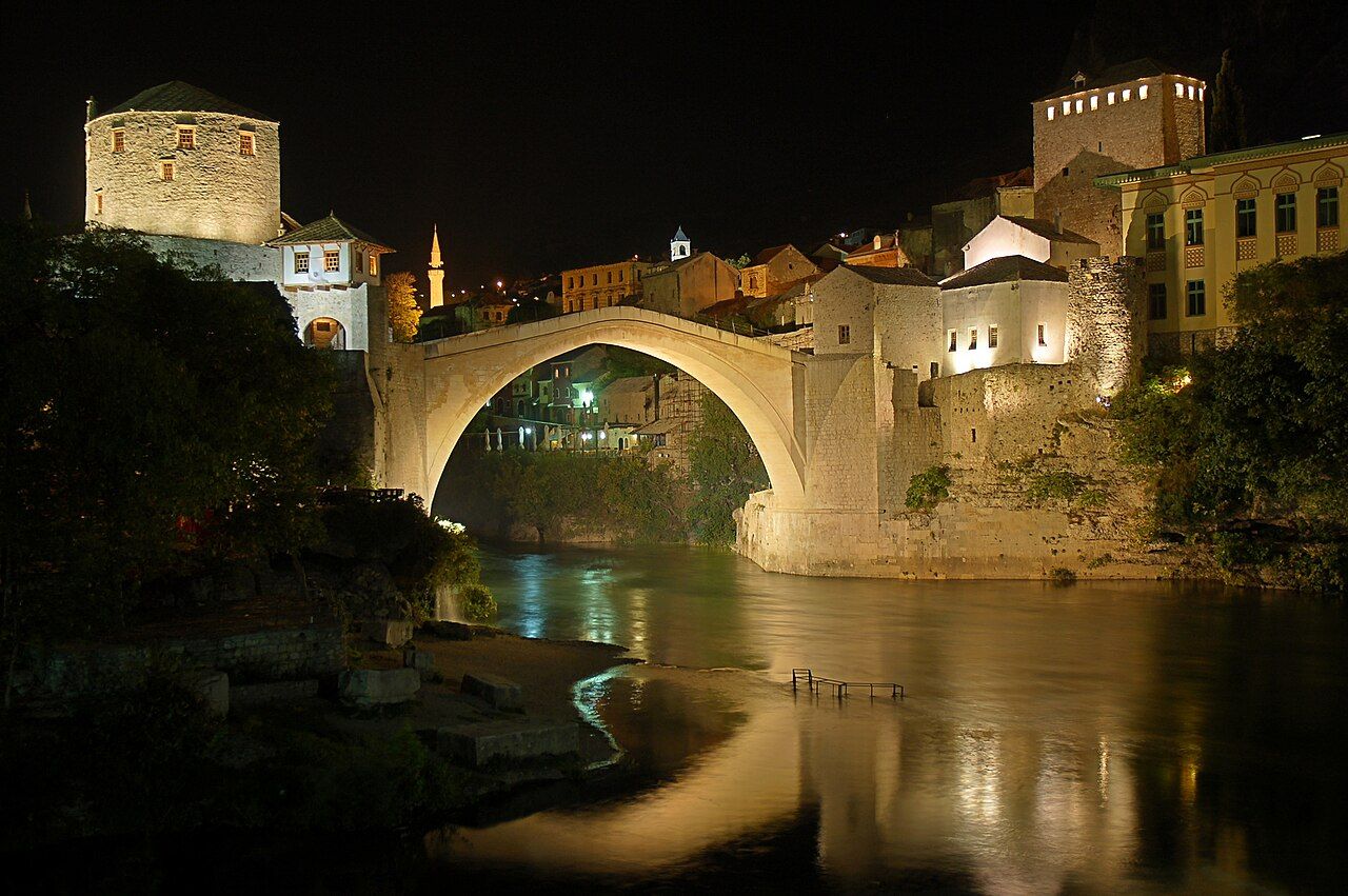 The Old Bridge (Stari Most) after sunset