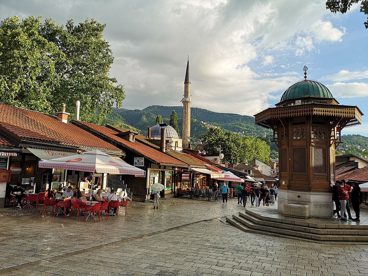The entrance to the Baščaršija district, the old town of Sarajevo.