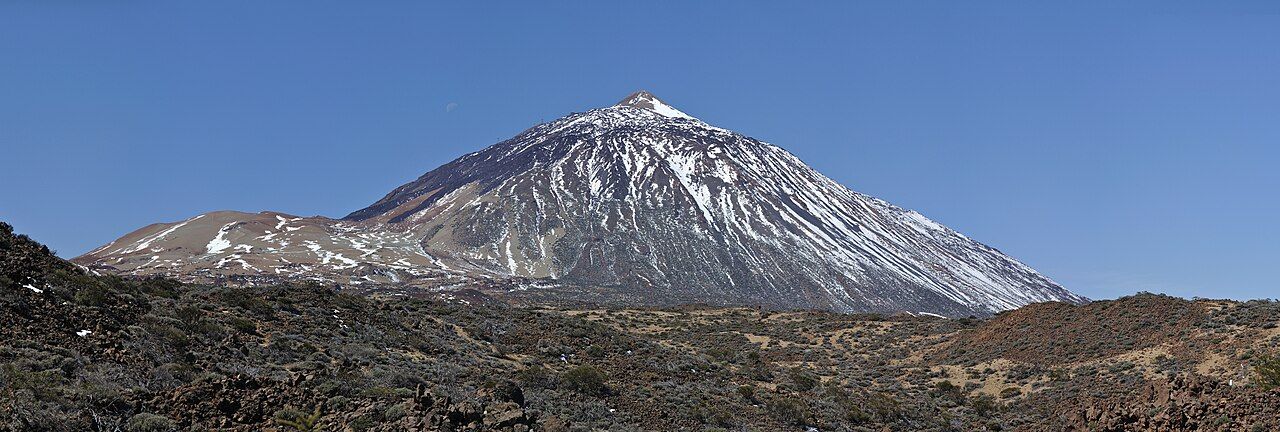 Northeast side of Teide, Tenerife, Spain, as seen from the crater boundary near the visitor center. Panorama from 20 sin