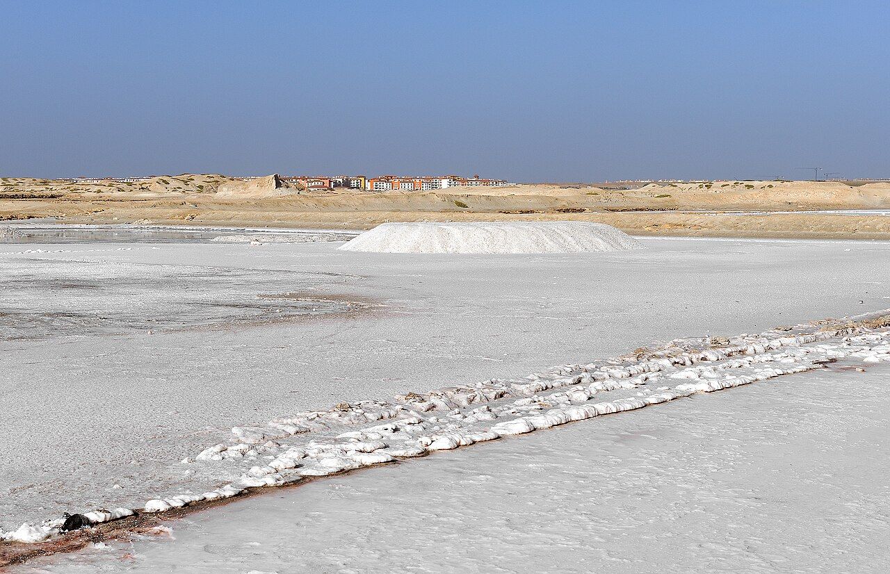 Cape Verde, isle of Sal: saltworks near Santa Maria.