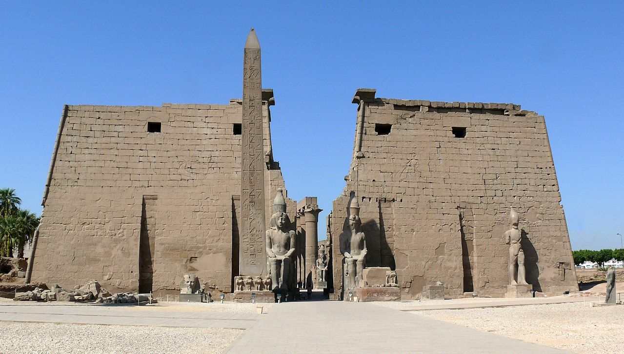 Pylons and obelisk at Luxor temple.