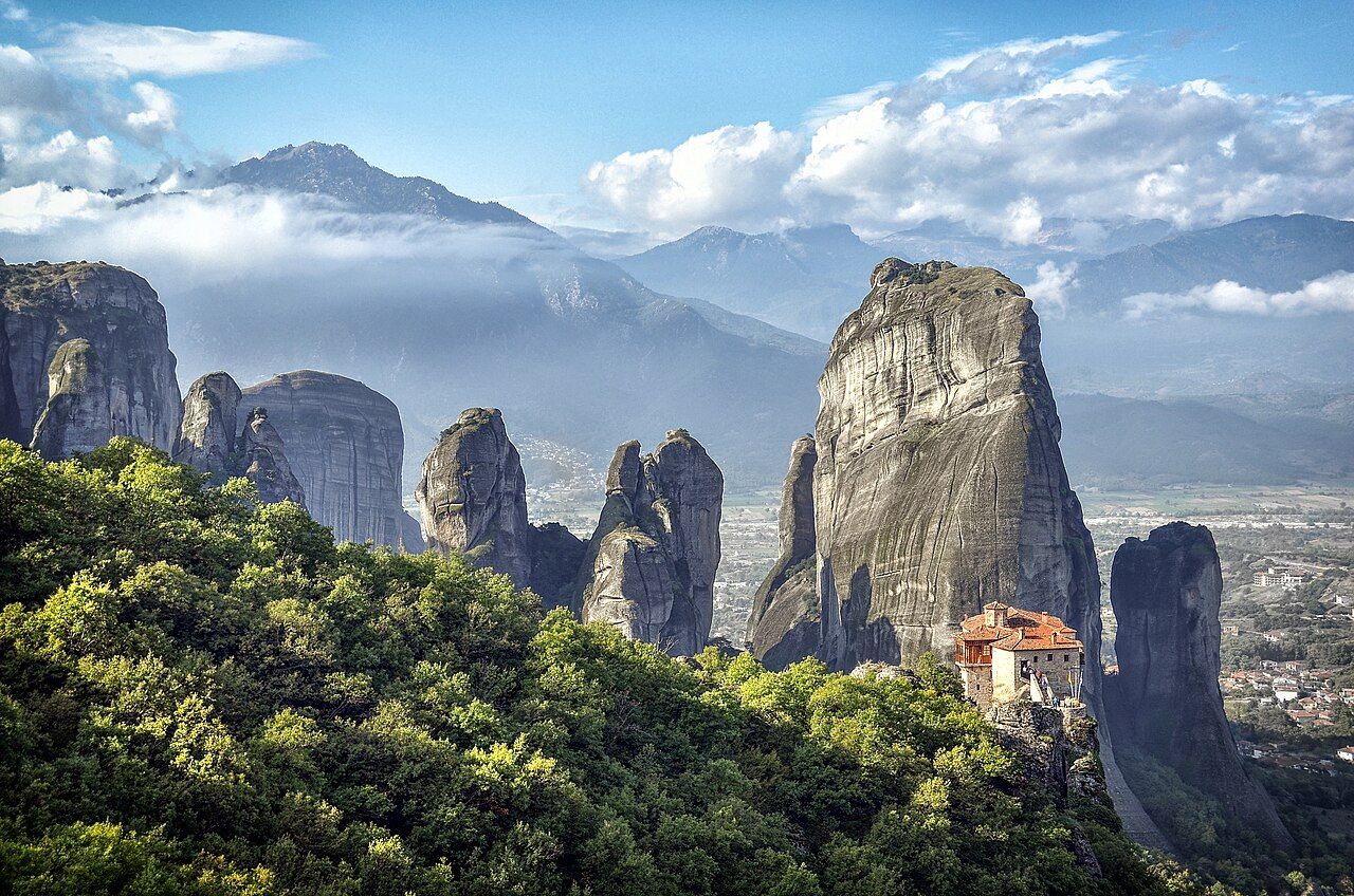 Meteora complex of monasteries on top of sandstone peaks (World Heritage)