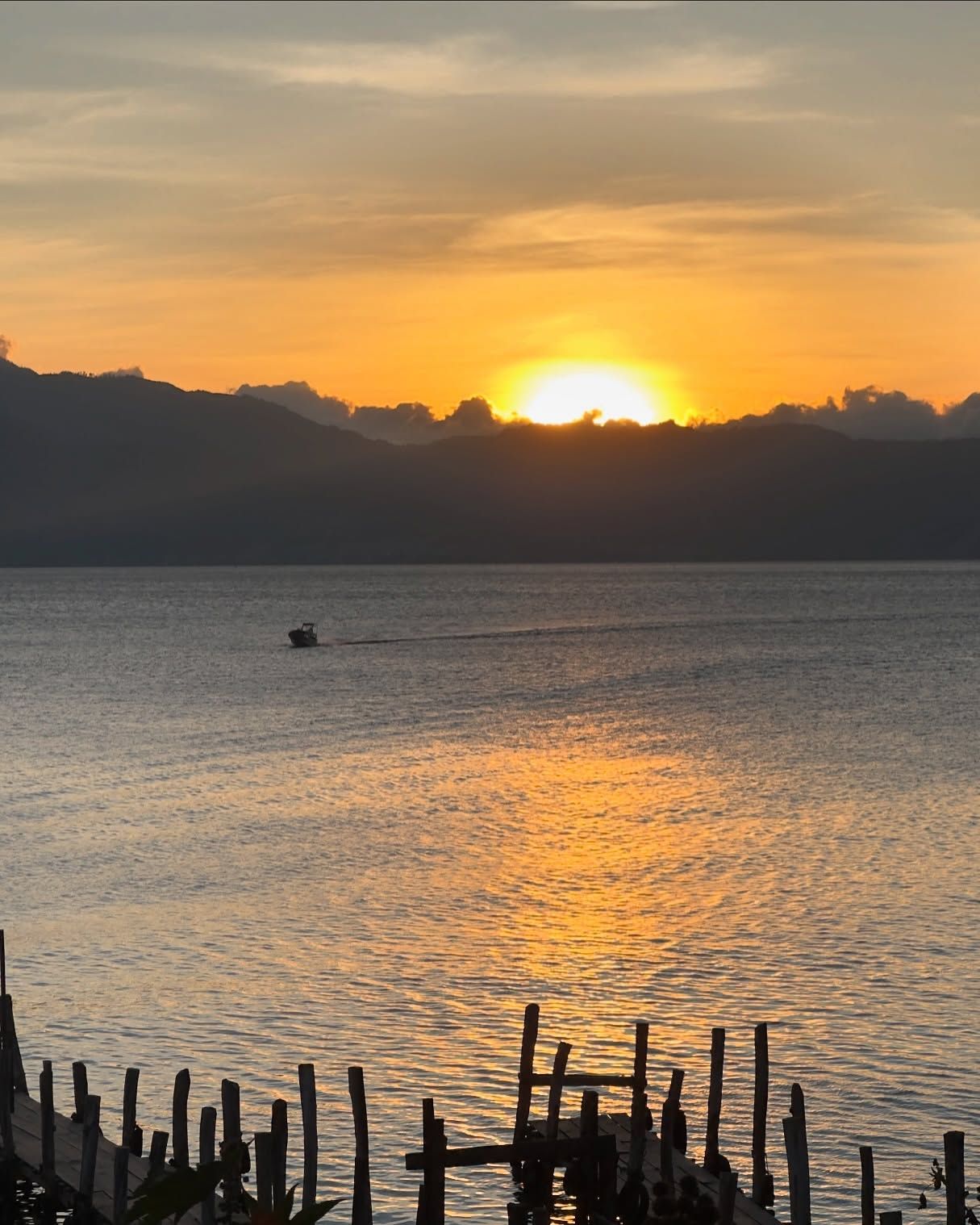Sunset over Lake Atitlán, photographed by Si and Beth
