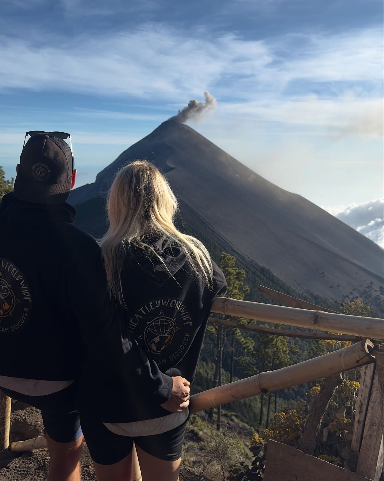 Watching Fuego from the Acatenango trail, photographed by Si and Beth