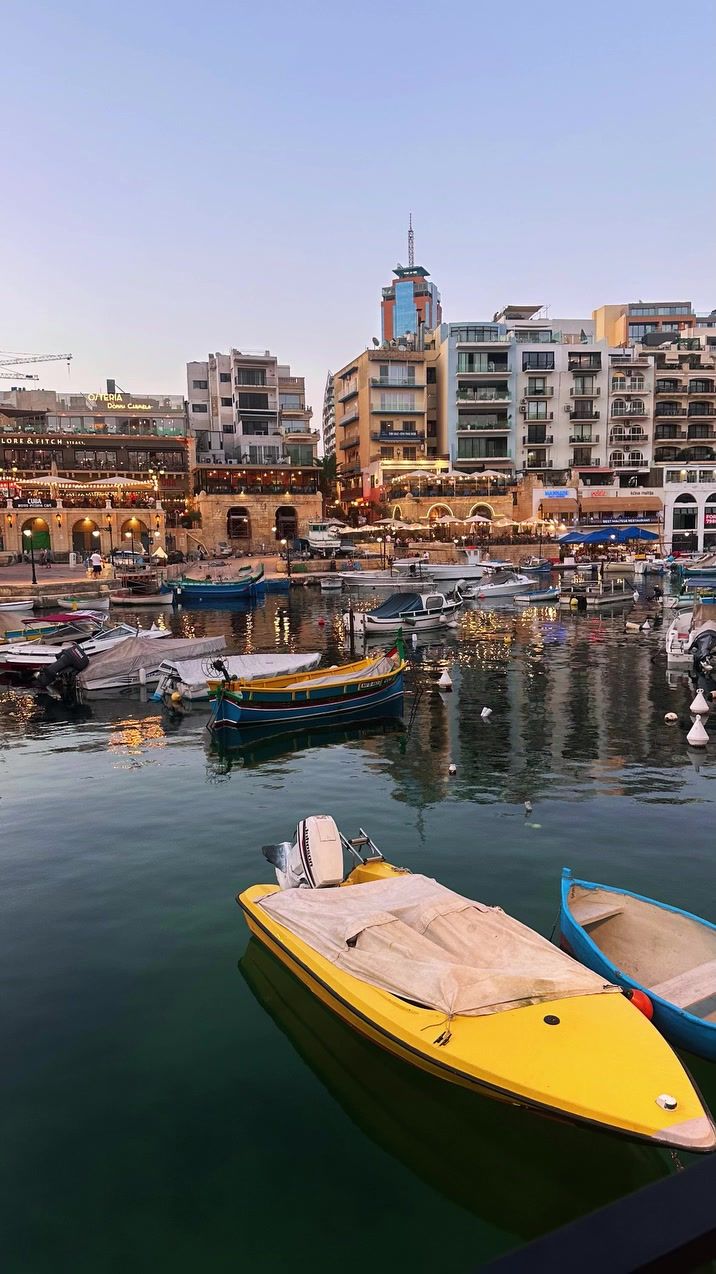Boats in Spinola Bay, St Julian's, photographed by Si and Beth