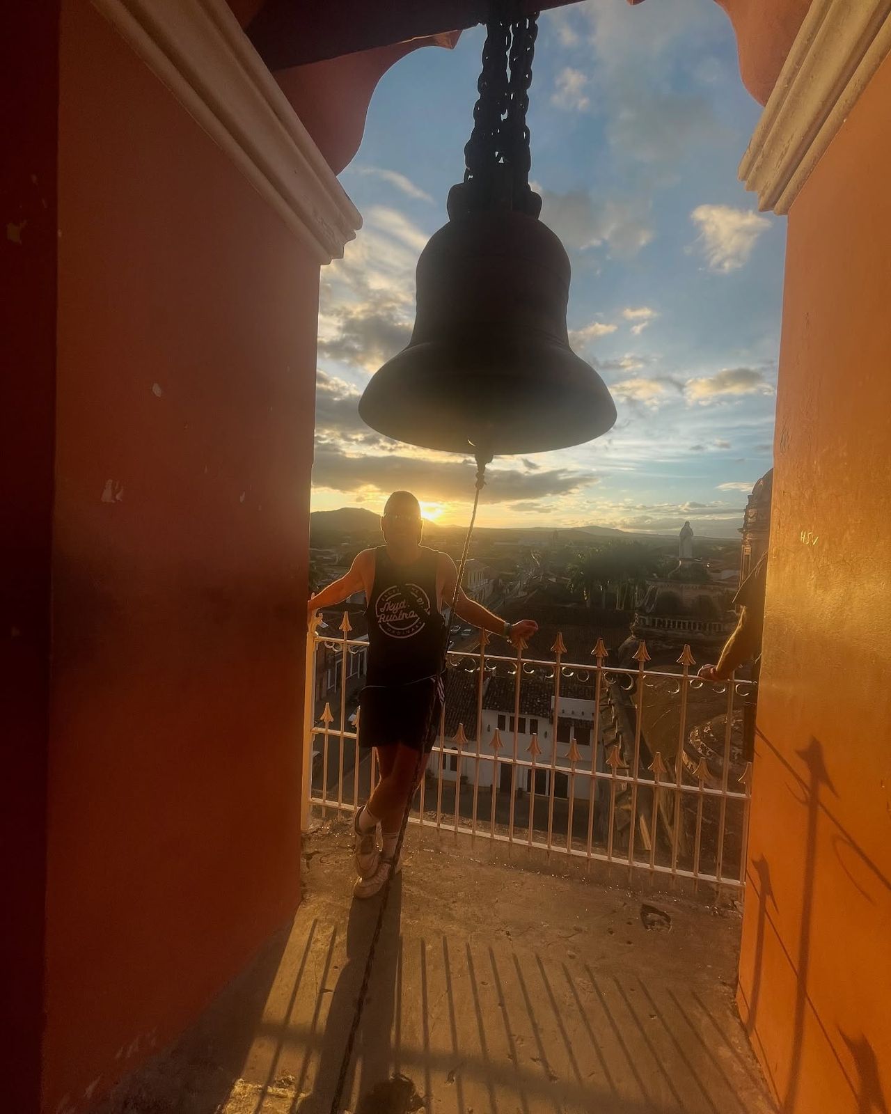 Sunset from a Granada bell tower, photographed by Si and Beth