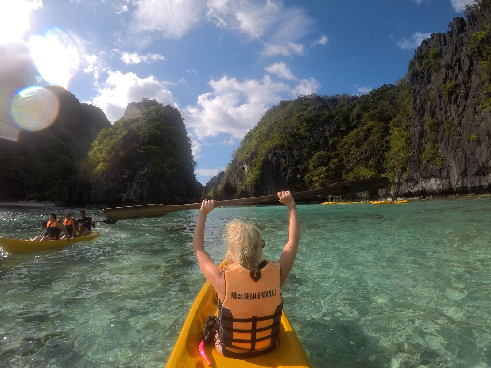 Kayaking a lagoon at El Nido, photographed by Si and Beth
