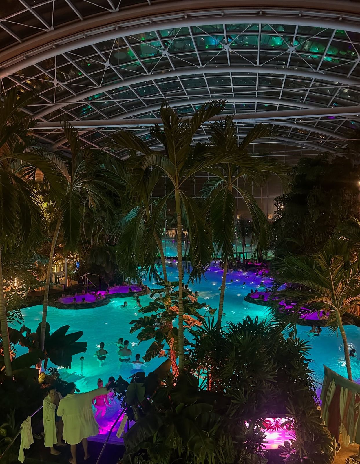 Therme Bucharest at night, photographed by Beth