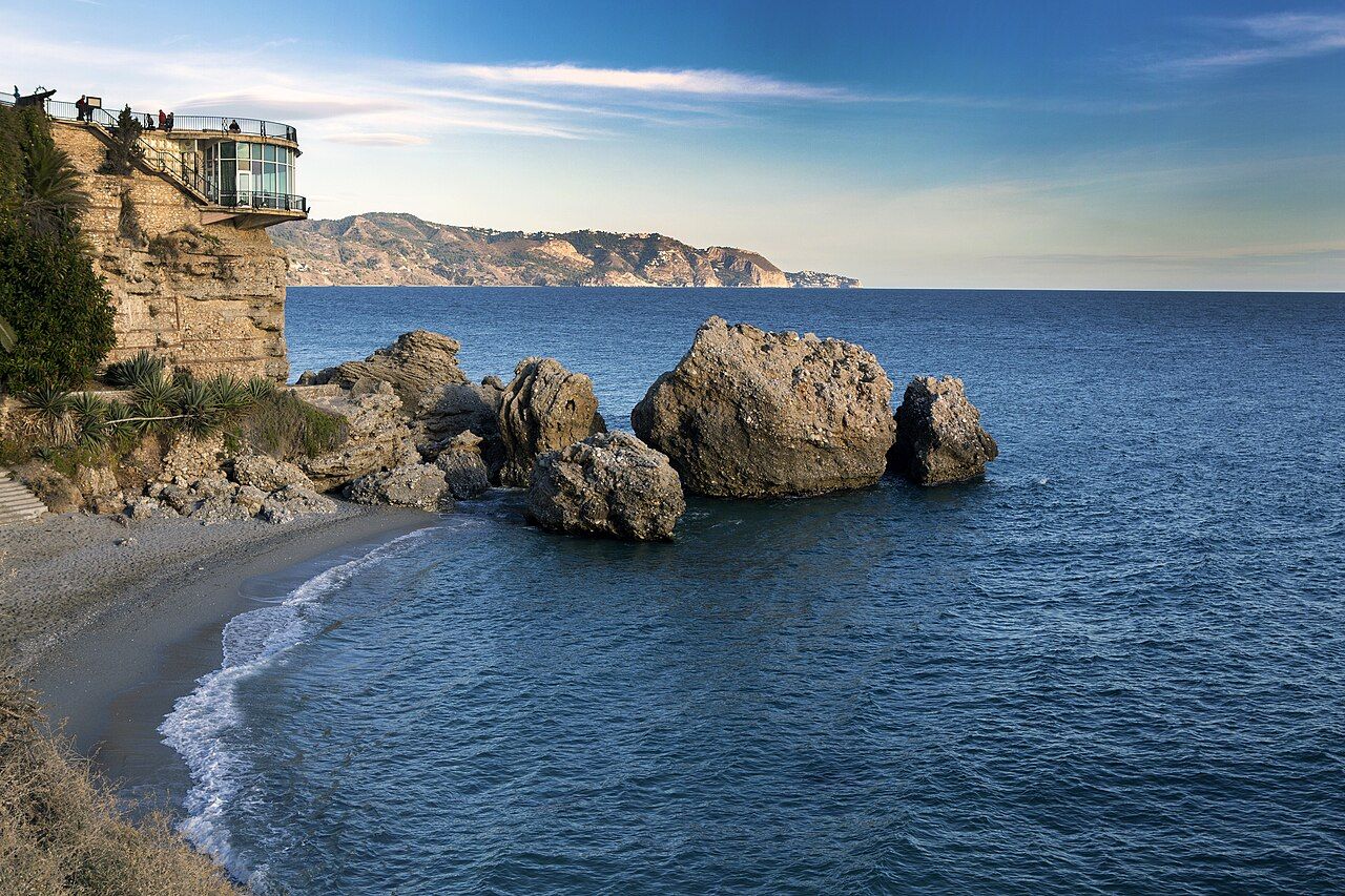 Spain, Nerja city. The balcony of Europe (Balcón de Europa).