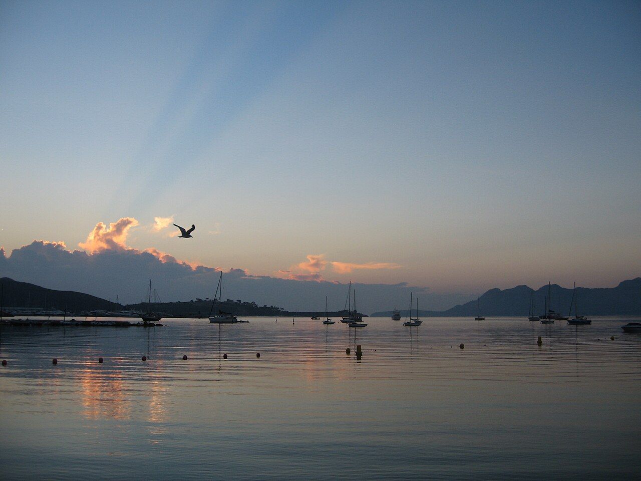 Son Joe and I got up early one day on holiday and went down to the beach to wait for the sunrise over Porta Pollença bay