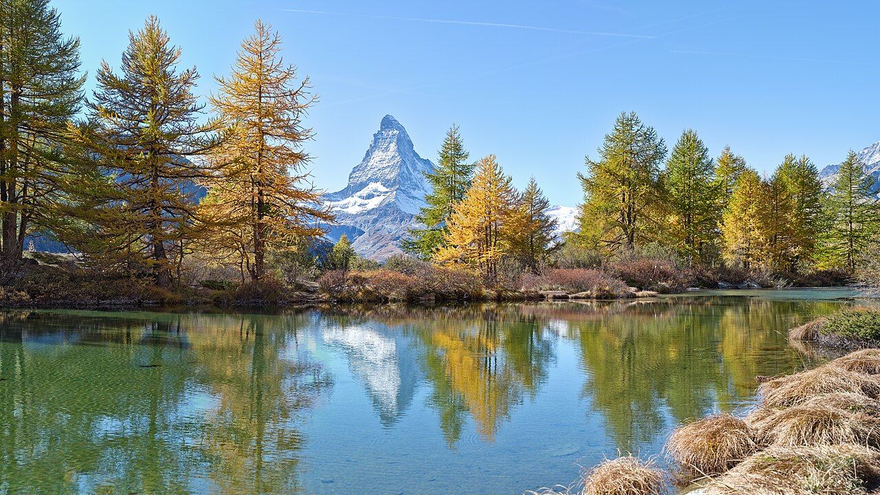 Matterhorn seen from Lake Grindji, Zermatt, Switzerland