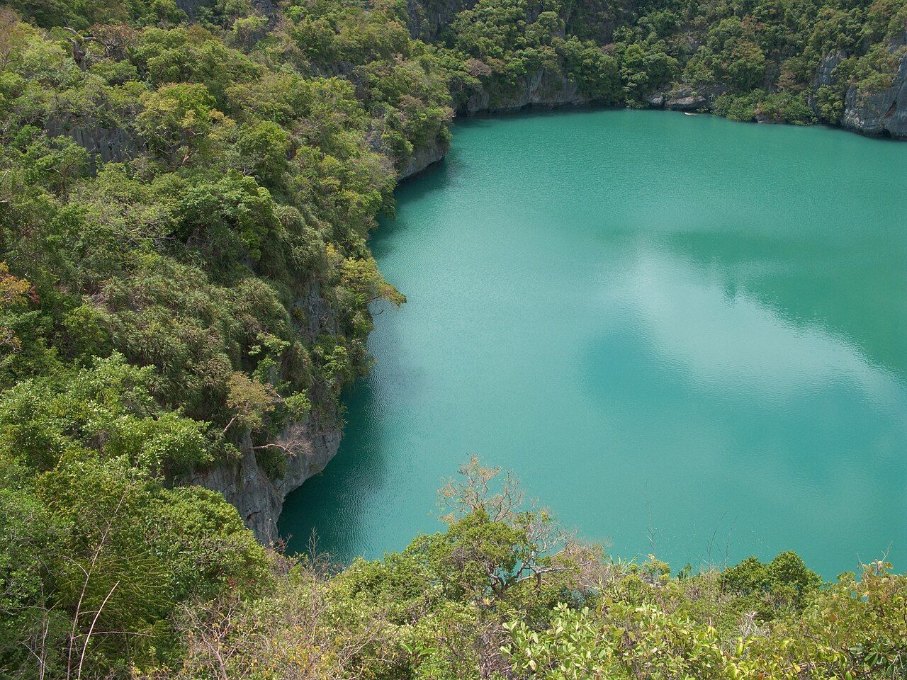 Island lagoon. Mu Ko Ang Thong, an archipelago of 40+ islands, a marine national park in the Gulf of Thailand, southwest