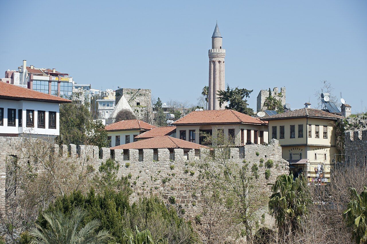 The walls as seen from the outside, towering above the harbour. One of pictures taken of elements of the walls of the Ka
