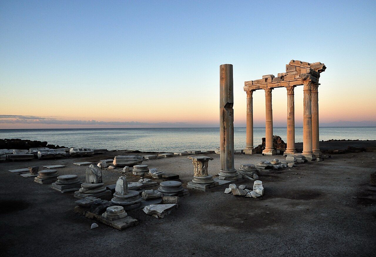The ruins of the Temple of Apollo at Side, Antalya, Turkey