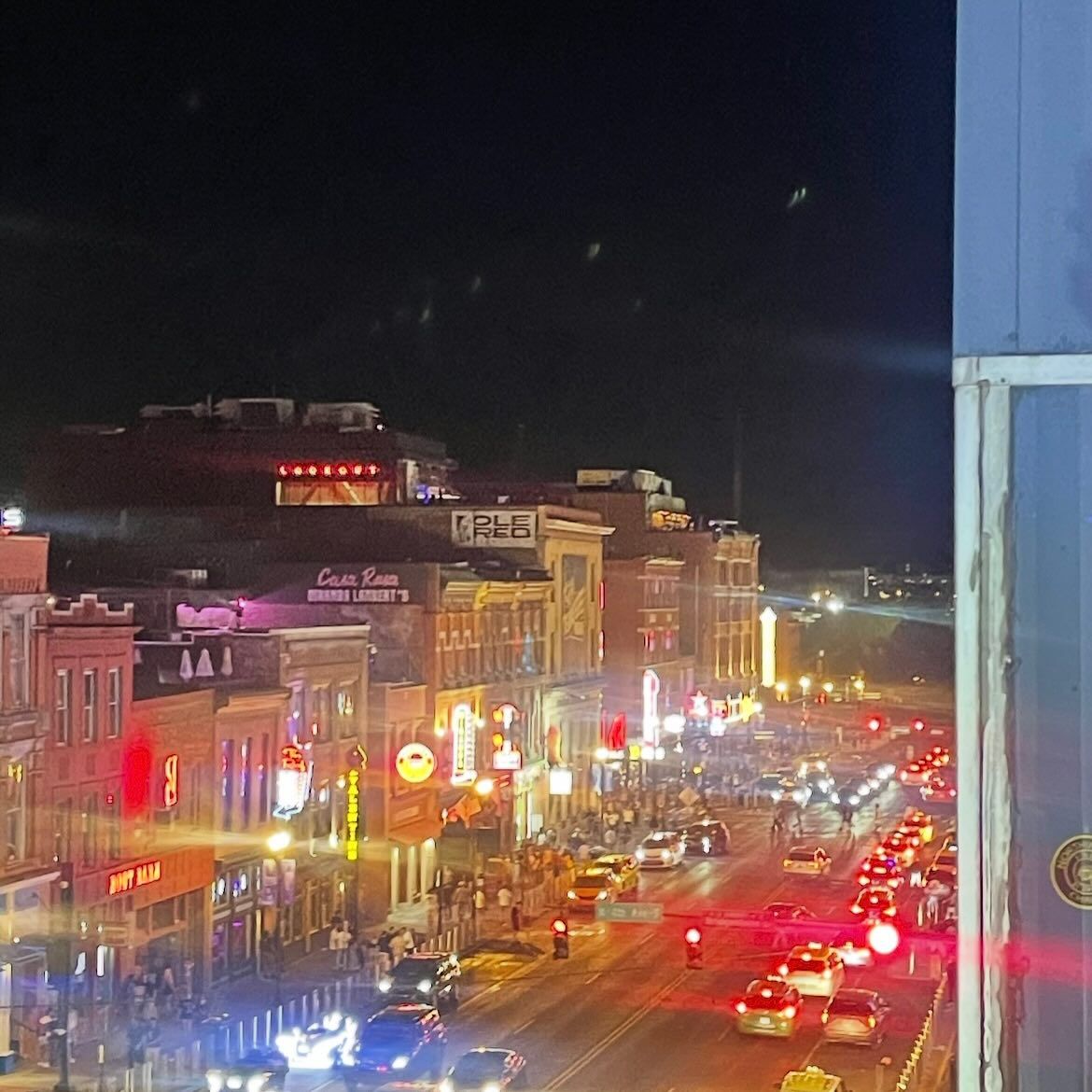 Broadway in Nashville at night, photographed by Si, Beth