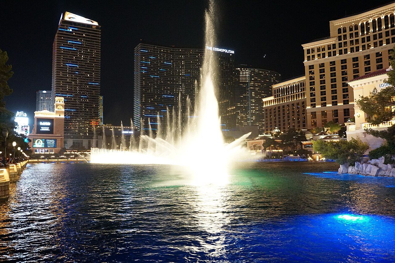Bellagio Fountains at night, Las Vegas, Nevada