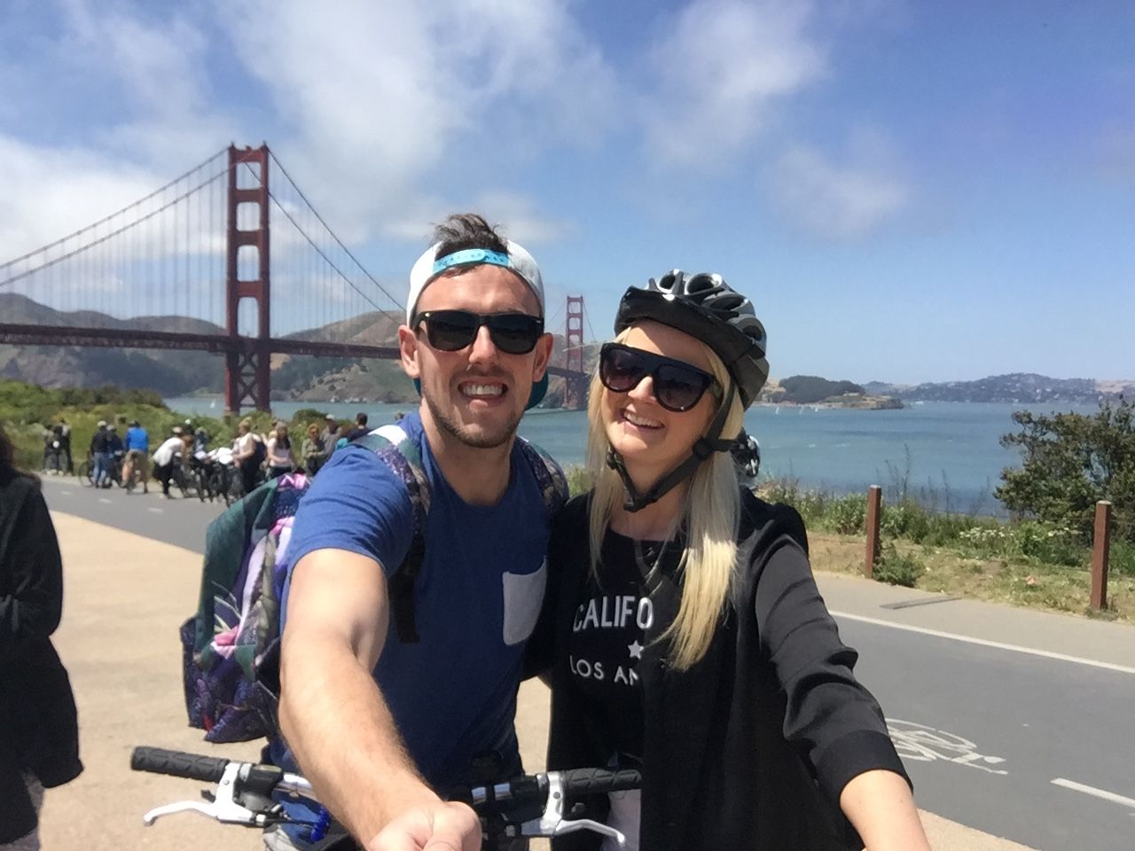Cycling the Golden Gate Bridge, photographed by Si and Beth