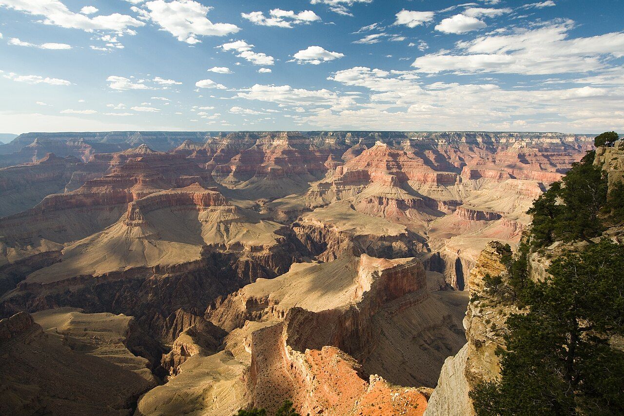 Grand Canyon, Arizona. The canyon, created by the Colorado River over 6 million years, is 277 miles (446 km) long, range