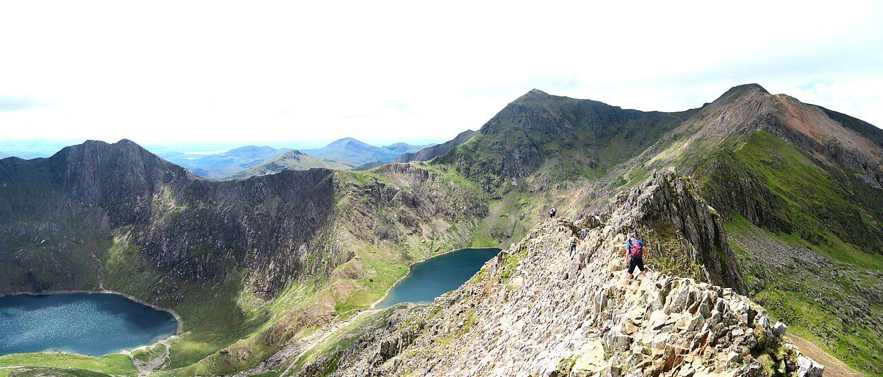 Yr Wyddfa (Snowdon) from Crib Goch, Parc Cenedlaethol Eryri National Park, Cymru (Wales)